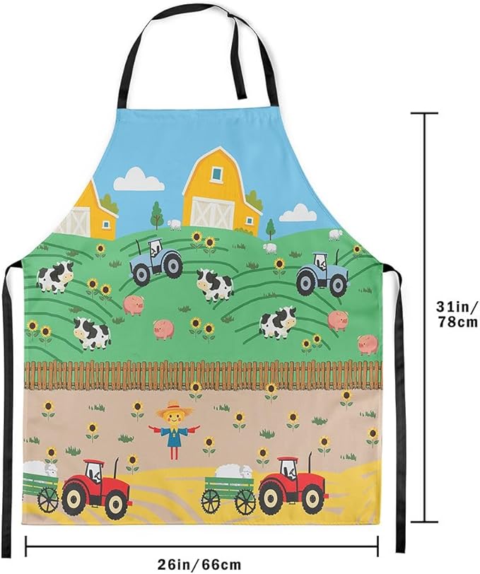 jejeloiu Cartoon Cats Apron for Women Men 26"x31"