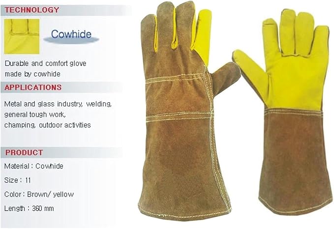 LENITH Animal Handling Gloves Bite Proof, Multi-purpose Pet Glove for Grabbing Reptile, Grooming, Trips to Vet Cat Dog Bird Falcon Livestock Snake Large
