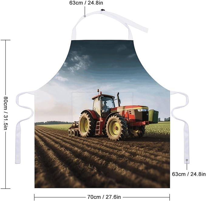 Tractor Farm Apron with Pockets Water And Oil Resistant Kitchen Aprons Professional Adjustable Bib Apron for Women Men