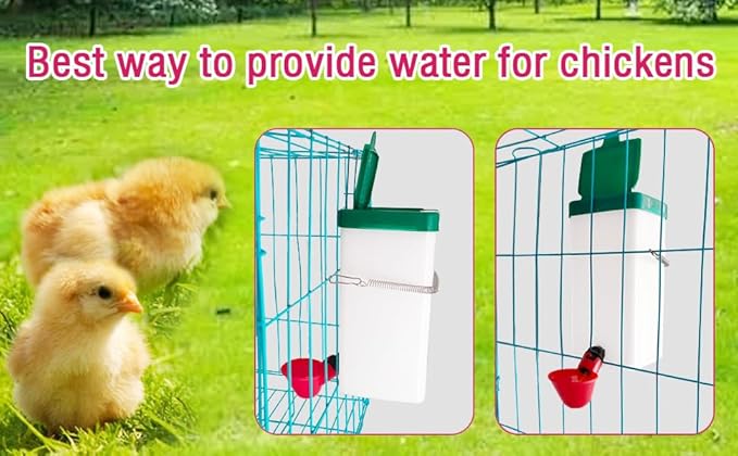 2pcs Automatic Drinker System Chick Water Cups 1L Hanging Automatic Fill Chick Cup Drinker Waterer Used for Cages