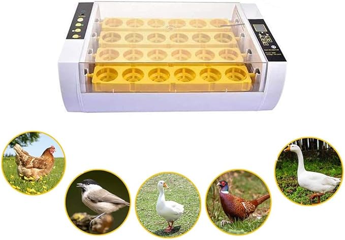 Egg Incubator Automatic Turning and Hatching Led Display 24 Digital Poultry Hatcher with Light for Chicken Duck Goose Birds Home Use