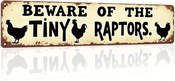 Beware of the Tiny Raptors Metal Tin Sign Farmhouse Wall Decor for Kitchen Farmhouse Entryway Home Living Room 4x16 Inch