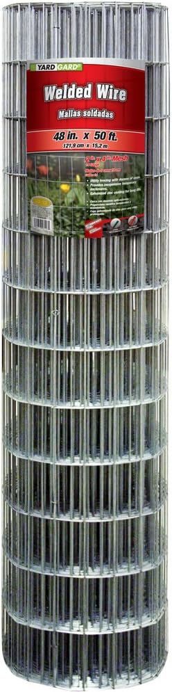 YARDGARD – 2 in. x 4 in. Mesh Welded Wire Fence – 48 in. x 50 ft. 14‑Gauge Galvanized Steel – for Animal Enclosures | Garden Protection | Property Boundaries and Utility Fencing