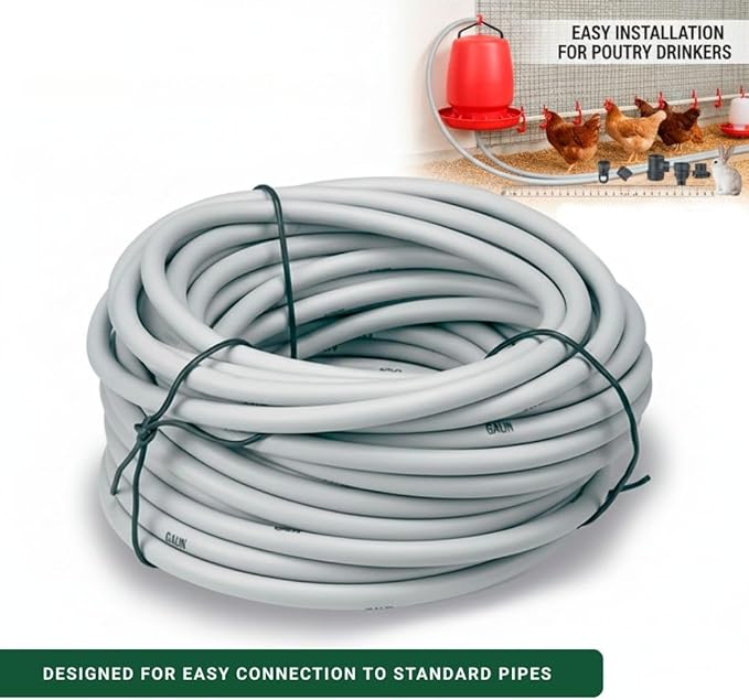 GAUN Pipeline 25ft Accesory for Automatic Chicken Waterer System – Soft Water Line Tube for Poultry & Small Animals, Easy to Install Hose Compatible with Nipple Drinkers for Hydration Systems