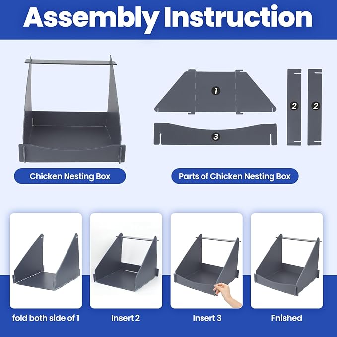 4 Pack Nesting Boxes for Chickens, Chicken Nesting Box for Laying Eggs, Durable Chicken Laying Nest Box for Hens, Ducks and Poultry, Gray