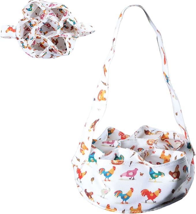 Eggs Collecting Basket with 7 Pouches, Eggs Gathering Basket Canvas Carrying and Collecting Chicken Egg Bags for Farmhouse Chicken Hen Duck Goose Housewife Garden Transporting Storage