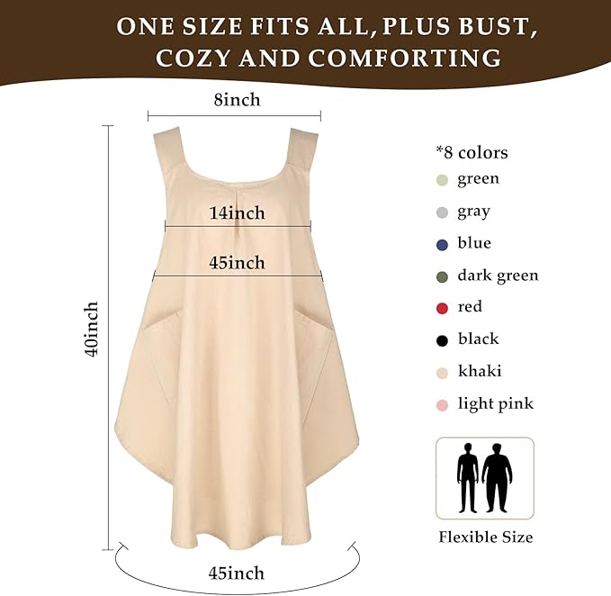 Apron for Women with Pocket Cotton Linen, Japanese Cross Back Apron for Gardening Painting
