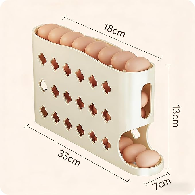 2026 Egg Holder for Fridge, Eggs Dispenser Auto Rolling, No Assembly Required Easy Access, Save Refrigerator Space, And Prevent Egg from Breaking, Large Capacity / Holds 30 Eggs (White)