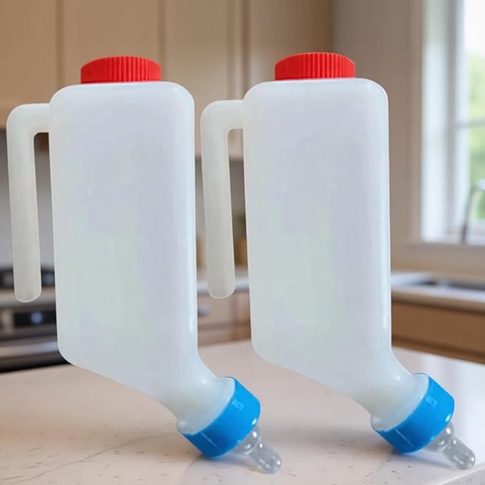 2lots Detachable Poultry Milk Feeders Bottle with Secure Hanging Hook Lamb Feeders for Farm Use Animal Milk