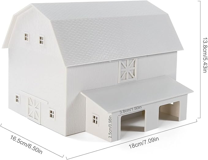HO Scale Deluxe Barn Chicken Coop – Unbuilt Farm Building Kit for Model Layout (White)