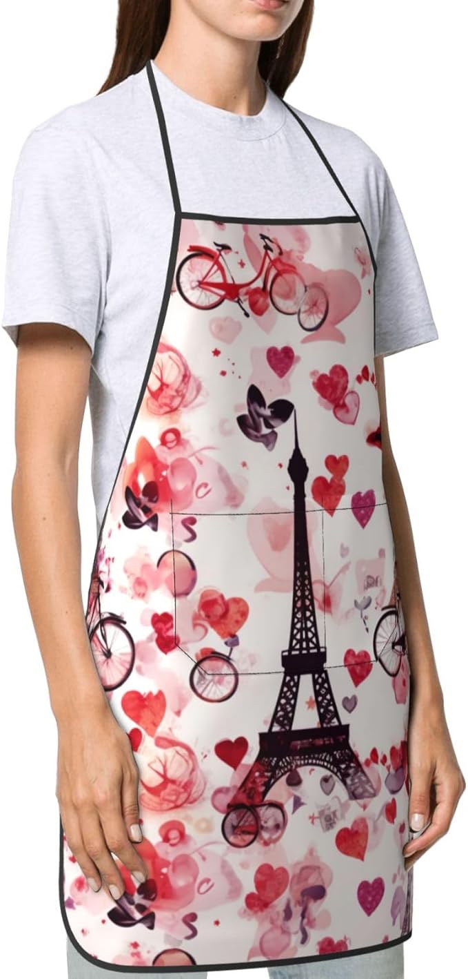 Cute Colorful Dog Paw Printed Unisex Bib Aprons BBQ Cooking Kitchen Aprons for Women Men Chef
