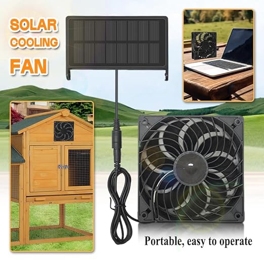 12V DC 1.8W Solar Charging 4.72-inch Fan Provides Exhaust Ventilation and Cooling for The pet House