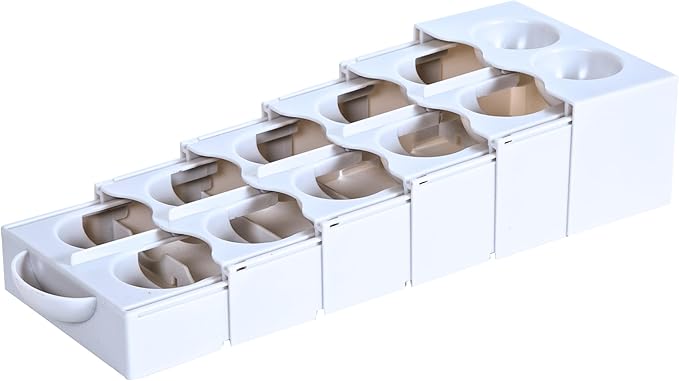 Eggstra Space Egg Organizer for Refrigerator, Adjustable Container, Collapsible & Expandable Tray Egg Holder for Fridge Organizer, Space Saving Fridge Storage Solution - White