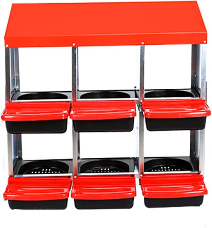 Metal Chicken Nesting Boxes, Roll Away Egg Collection with Lid Cover to Protect Eggs, Easy Clean Ventilated Design for Chicken Coop, Hen Roosting Boxes for Laying