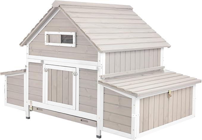 Rustic Wooden Chicken Coop, Outdoor Poultry House for 2-4 Hens, Removable Tray with Metal Locks, 6 Nesting Boxes, Openable Roof, Rabbit Hutch for Garden Backyard Patio