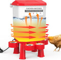 Heated Chicken Waterer, Plastic Chicken Water Heater, Anti-Freeze Heated Poultry Drinker with 4 Cups, Winter and Summer Dual-use, Poultry Water Heater for Chickens, Ducks, Geese - Dark Red, 11L