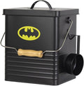 15 Lb Container for Dog Food, Wooden Handle, Pet Food Storage Containers for All Pet Food, Galvanized Iron Air-tight Dog Food Containers, Farm Dog Food Containers (black)
