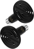 WUHOSTAM 2 Pack 75W Infrared Ceramic Heat Lamp,Black Reptile Emitter Bulb for Pet Coop Heater Chicken Lizard Turtle Brooder Aquarium Snake, No Harm No Light, ETL Listed
