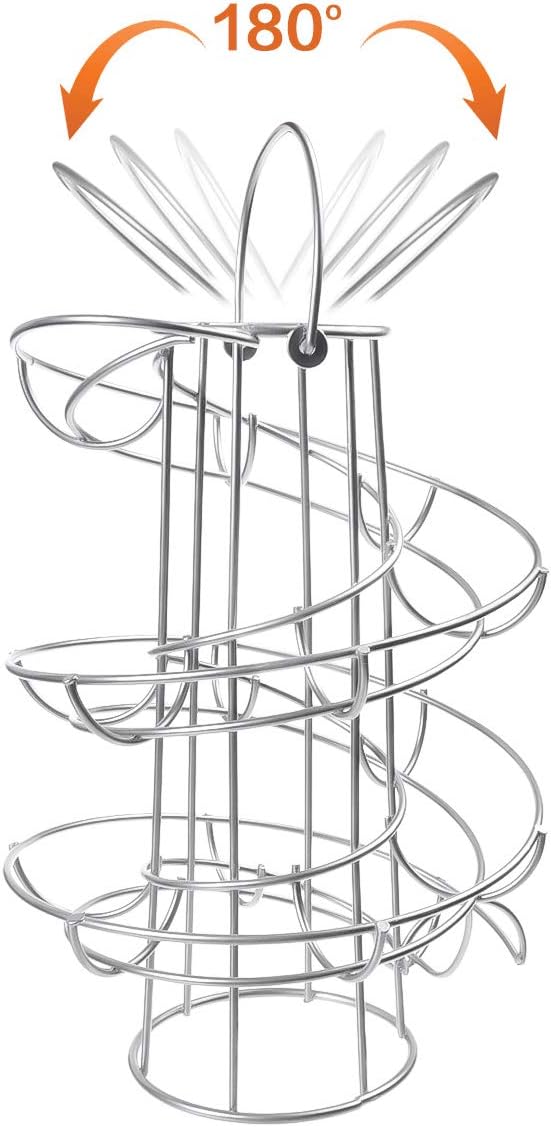 Egg Skelter Deluxe Modern Spiraling Dispenser Rack - Chrome Plated Freestanding Wire Chicken Egg Storage Organizer Display Holder Basket for Countertop Kitchen, Silver