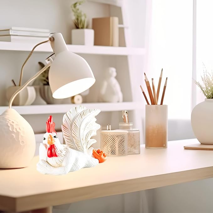 Rooster Statue,Rustic Country Kitchen Decor, Stylish Collectable Painted Chicken Statue,Farm Animal Table Ornament as Housewarming Resin Gifts,Meditation Spoof Rooster