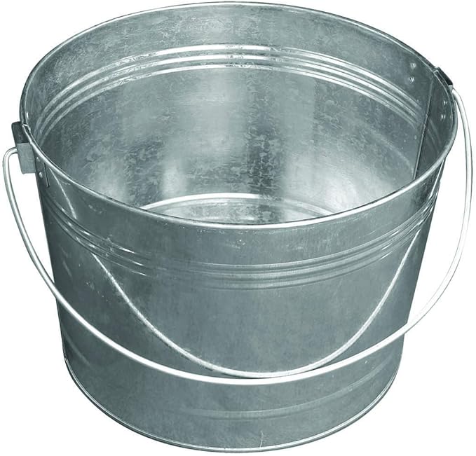 Little Giant® Galvanized Round Tub | Large Metal Bucket | Classic Utility Metal Bucket with Handle | Feeding, Watering & Washing Bucket | 4.25 Gallons