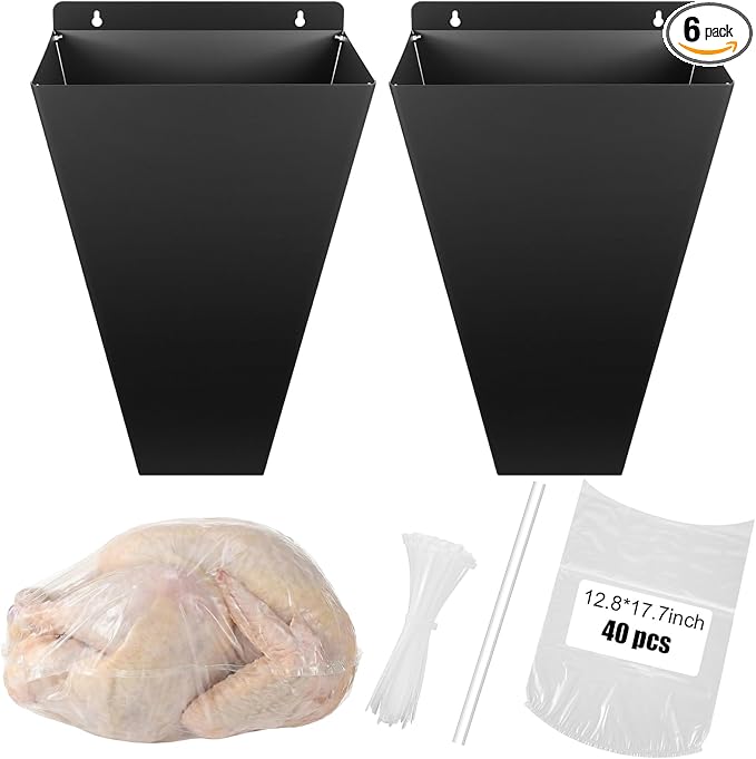 Poultry Processing Equipment Set Include Chicken Cone, Clear Heat Poultry Shrink Bags With Silicone Straw And Cable Ties Restraining Cones for Chicken Turkey Processing(Large)
