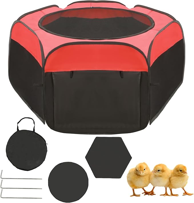 Chicken Brooder Box for Chick Starter Kit - 2026 Upgrade Double Door Chicks Brooder Pen/Chickens Playpen/Chick Tent Baby Chickens Supplies Up to 15 Baby Chicks,Duck,Quail