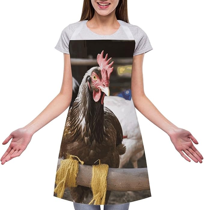 Farm Animal Apron Waterproof Oil-proof Large Pocket Apron Adjustable Neck Strap Unisex Kitchen Aprons For Chef Cooking Baking Gardening BBQ