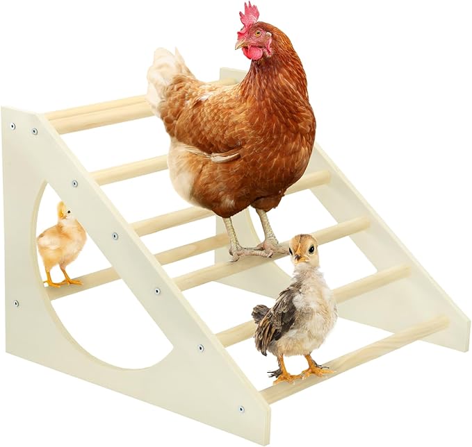 Vehomy Chicken Roosting Bar Solid Wood Roosting Ladder Poultry Perch Stand Jungle Gym for Backyards Chicken Coops Farms Chicken Toy for Chicks Hens Roosters Large Birds Parrots Macaws S