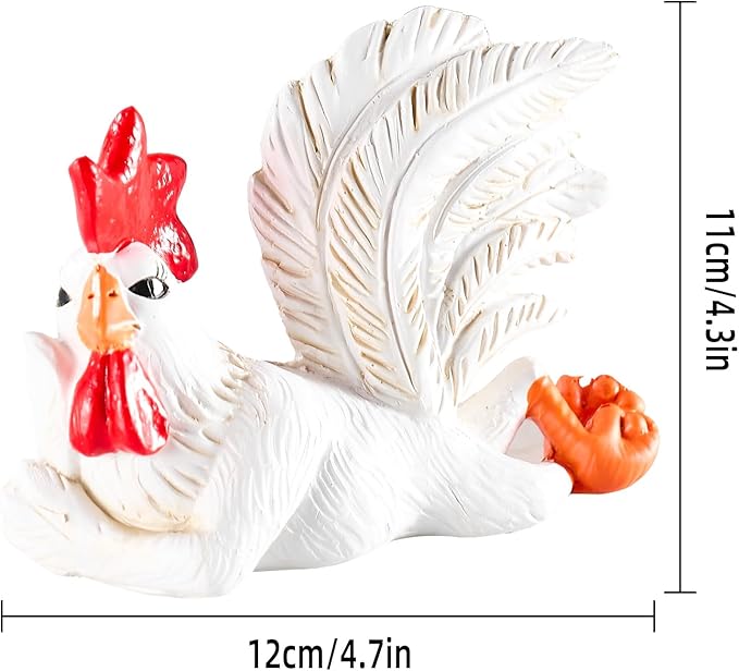 Rooster Statue,Rustic Country Kitchen Decor, Stylish Collectable Painted Chicken Statue,Farm Animal Table Ornament as Housewarming Resin Gifts,Meditation Spoof Rooster