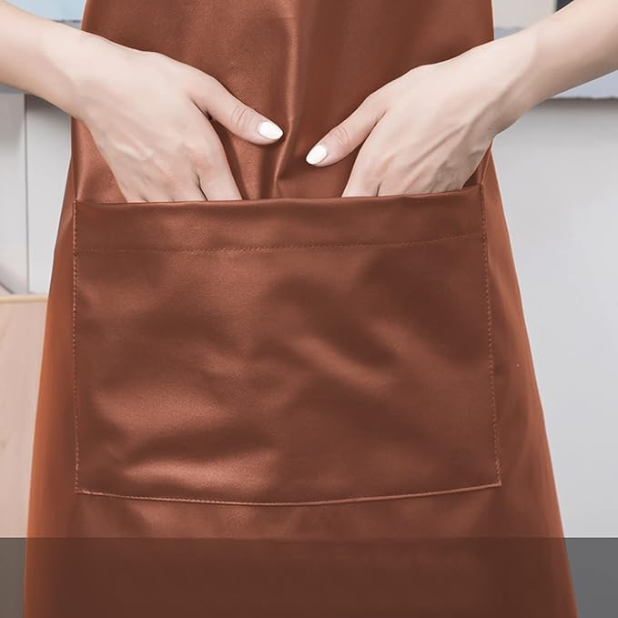 eywlwaar PU Waterproof Apron with One Big Pocket Adjustable Oil Proof Apron for Kitchen Dishwashing Cooking 29.92"x 26.77"