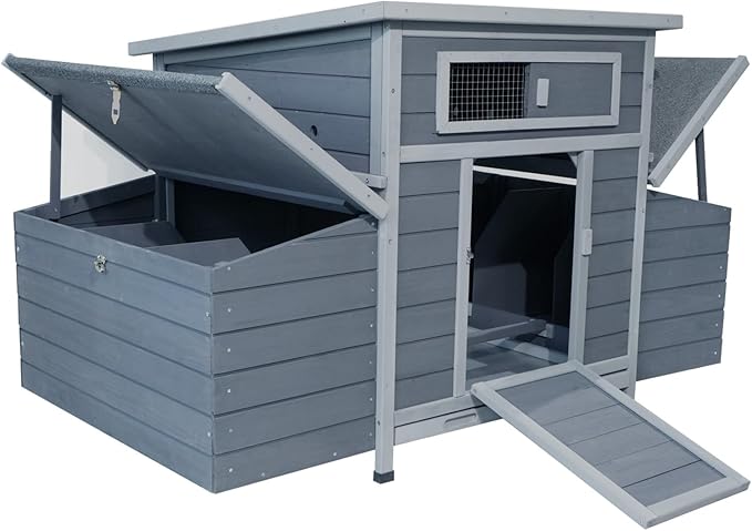 Large Outdoor Wooden Chicken Coop with Dual-Side Nesting Boxes - Weatherproof Design, Predator-Proof Latches, Superior Ventilation & Free-Range Access for Poultry