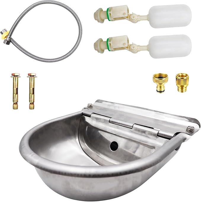 Chicken Coop Accessories, Automatic Water Dispenser Kit with Pipe and Float Ball Valve, Chicken Waterer, Watering System for Chick, Hen, Duck, Geese, Turkey, and Other Poultry