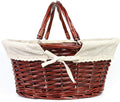 Wicker Gift Baskets Empty Oval Willow Woven Picnic Basket Easter Candy Basket Wine Basket with Handle Egg Gathering Wedding Basket (Brown)