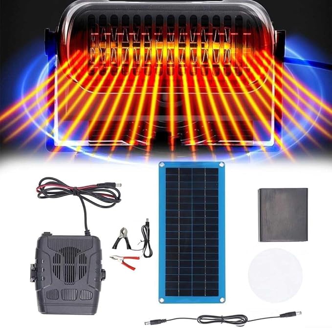 Solar Heater, Chicken Coop Heater for Winter, Solar Powered Greenhouse Heaters, 20W/30W Solar Panel Heaters for Chicken Coop Home Car Greenhouse, Ideal for Drying Heating Pet House (Black-30W)