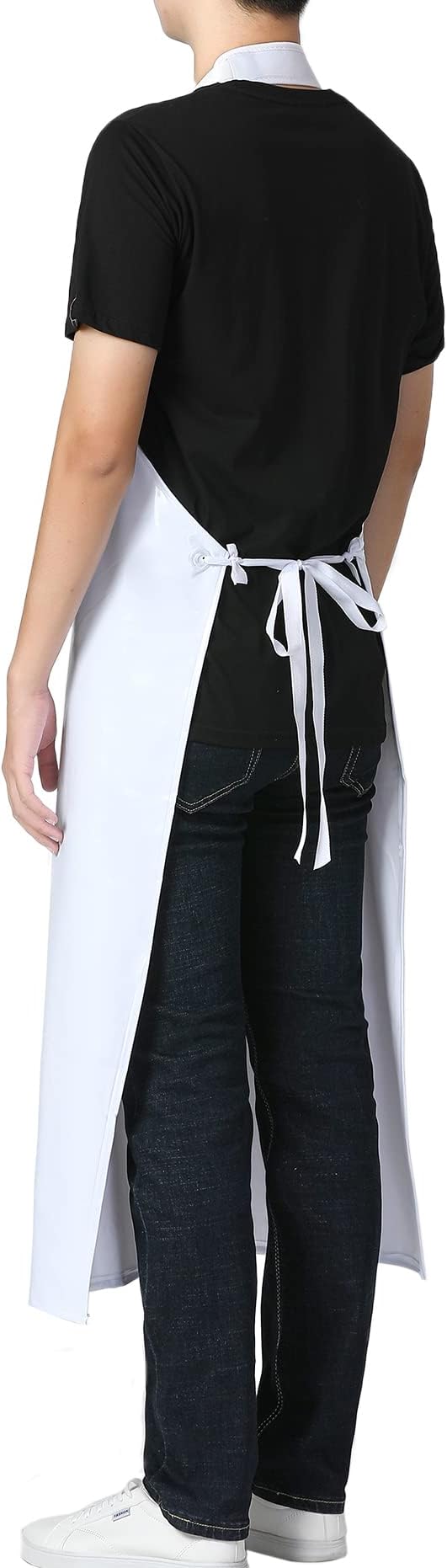 Unisex Waterproof Rubber Vinyl Apron - Oil Chemical Resistant Work Apron with Adjustable ties for Dishwashing,Kitchen,Cleaning,Butcher,Food Industrial MD006-whitethick