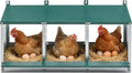 EAGLE PEAK 3-Hole Wall Mounted Chicken Nesting Box, Roll Away Hen Laying Box with Sloped Roof & Easy Clean Tray, Galvanized Steel for Backyard Chicken Coops (Green)