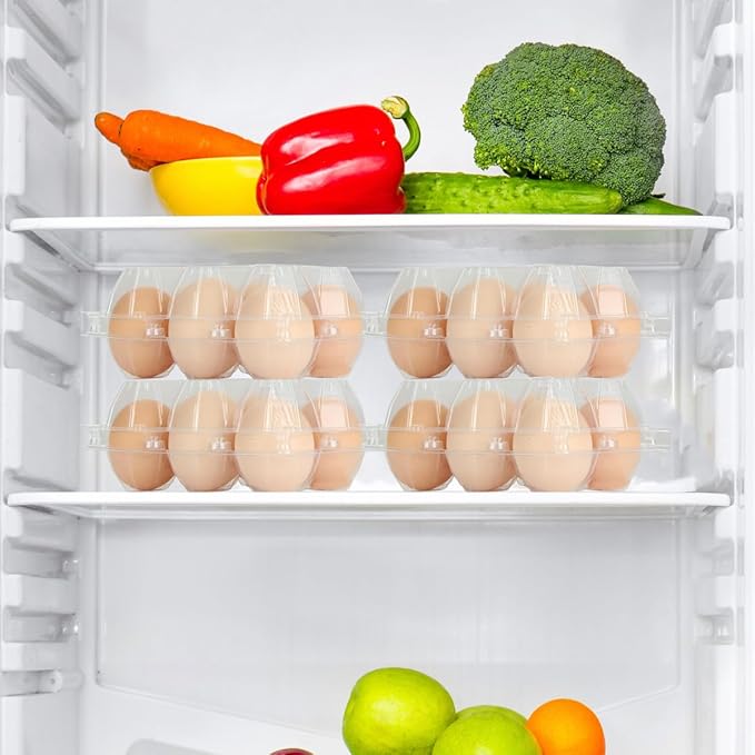 100 Pcs Plastic Transparent Egg Cartons - 2x3 Clear for 6 Eggs | Half Dozen | Bulk Clear Plastic Egg Cartons for Family Pasture Farm Market Kitchen Organization