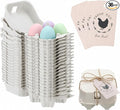 36 Pcs 4 Count Easter Egg Carton Bulk Half Dozen Reusable Natural Pulp Paper Cardboard Egg Carton Colored Storage Easter Gift Box with Label Jute Rope for Kitchen Market Farm (White)