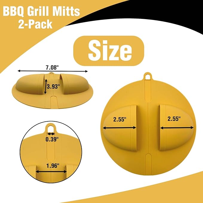 2 Pack Outdoor Grilling Mitts, Heat Resistant High Temperature Silicone Oven Grilling Gloves, Easy to Clean, Non-Slip Textured Lining, Can Be Used for Cooking, Smoking, BBQ and Food Handling.