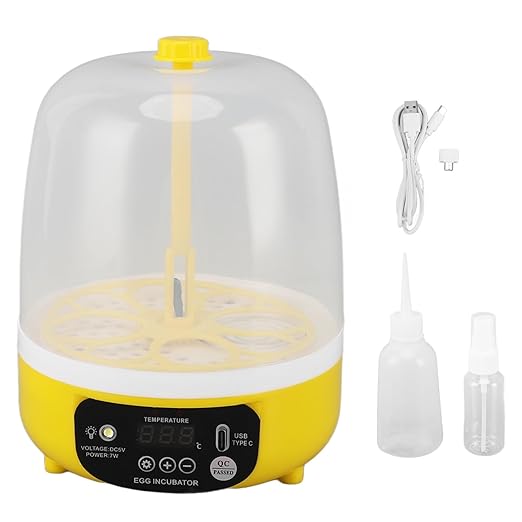 4 Eggs Incubator, Automatic Temperature and Humidity Control Eggs Hatching Incubator, Visual Low Noise Energy Saving USB Mini Poultry Hatcher for Eggs, Pigeon Eggs, Quail Eggs