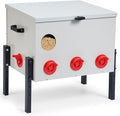 Metal Chicken Feeder with 8 Ports, 90 lbs Metal Poultry Feeder, Height Adjustable Weatherproof Feeding Box for Chickens, Geese, Ducks, Turkeys, Quails (90lbs-8 Ports)