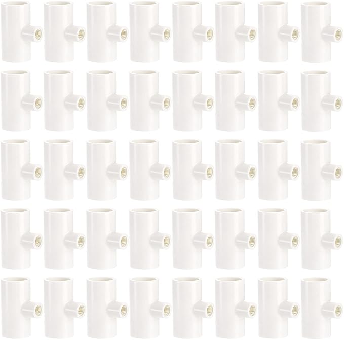 Hedume 40 Pack Chicken Waterer PVC Tee Fittings, PVC Tee Fittings for Threaded Poultry Nipples Chicken Water Drinker and Feeder Cups, Fully Automatic Poultry Waterers