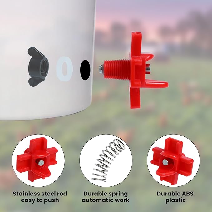 12Pcs Chicken Nipple Waterer Kit,Chicken Feeder and Waterer Set,Automatic Poultry Nipple Waterer Set for Bucket Chickens Feeders,Red Poultry Watering Saving System for Outdoor Chickens Coop