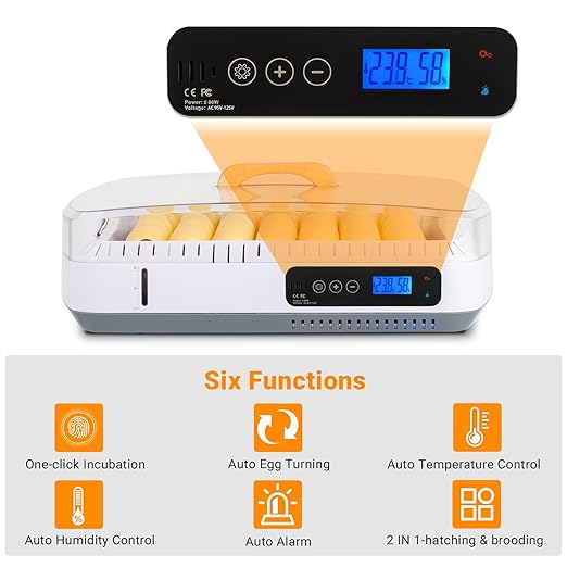 35-Egg Incubator with Automatic Egg Turning, Digital Temperature & Humidity Control, Water Alarm – Hatcher for Chicken, Duck, Goose, Quail, Pigeon & Bird Eggs