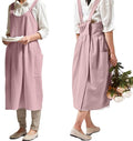 NEWGEM Cotton Cross Back Apron for Women with Pockets Cute Japanese Korean Criss Kitchen Aprons Pink