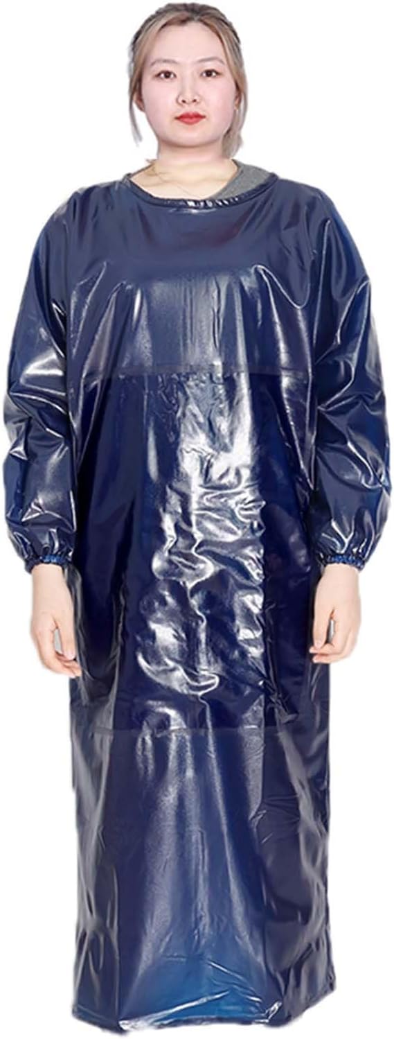 Double Thickened Industrial Apron Cowboy Aprons Water Proof and Oil-Proof Reversible Smock Lace-up Design Wide Elasticated Cuffs