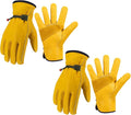 Leather Work Gloves, Reinforced Durable Gardening Gloves,Cowhide Work Gloves,Puncture & Cut Resistant