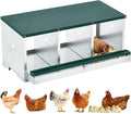 Chicken Nesting Boxes, 3 Hole Chicken Egg Laying Boxes with Lid, Metal Nesting Boxes for Chickens with Swing Perch and Roll Away Egg Collection for Chicken Coop, Nest Box Single Layer 3 Compartments