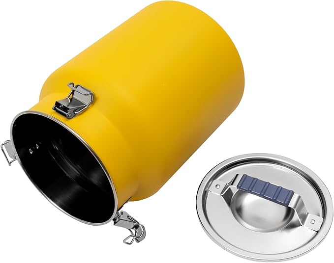 12L/3.17Gal Stainless Steel Airtight Canister Yellow Round Food Storage Canisters with Airtight Lid&Locking Clamp Rice Cereal Grain Canisters Container Bucket for Rice Milk Jug Coffee Bean Storage